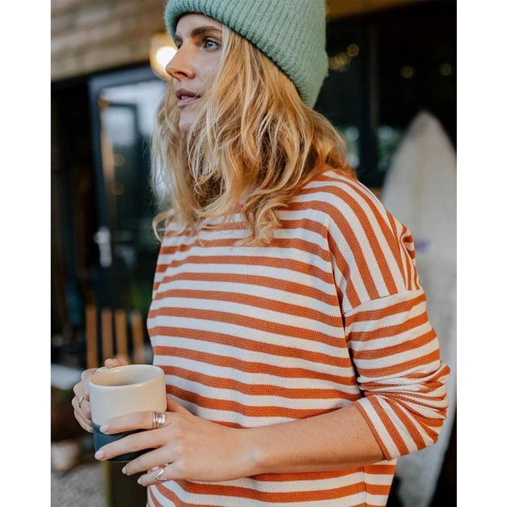 Passenger Women's Panorama Striped Long Sleeve T-Shirt - Glazed Ginger