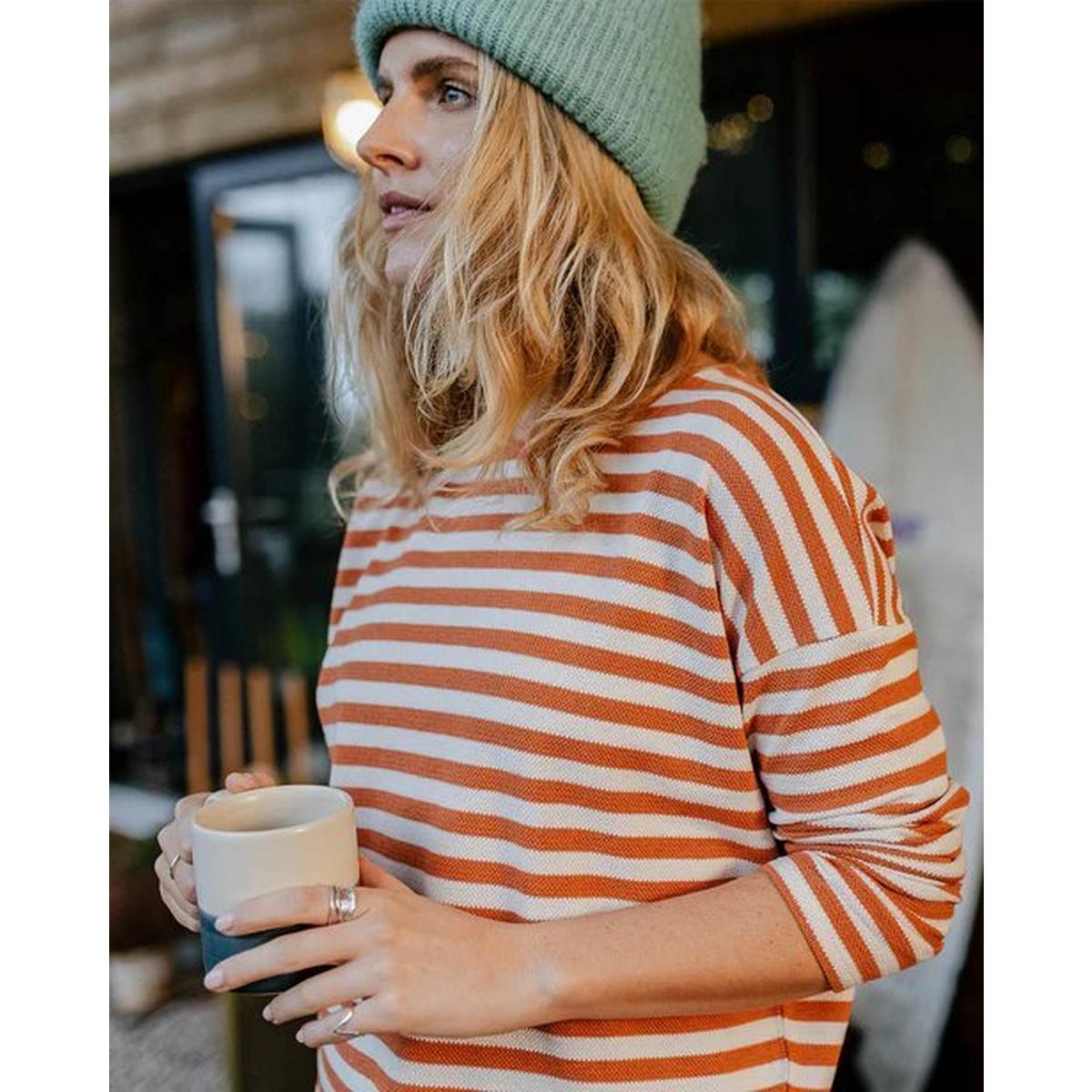 Passenger Women's Panorama Striped Long Sleeve T-Shirt - Glazed Ginger