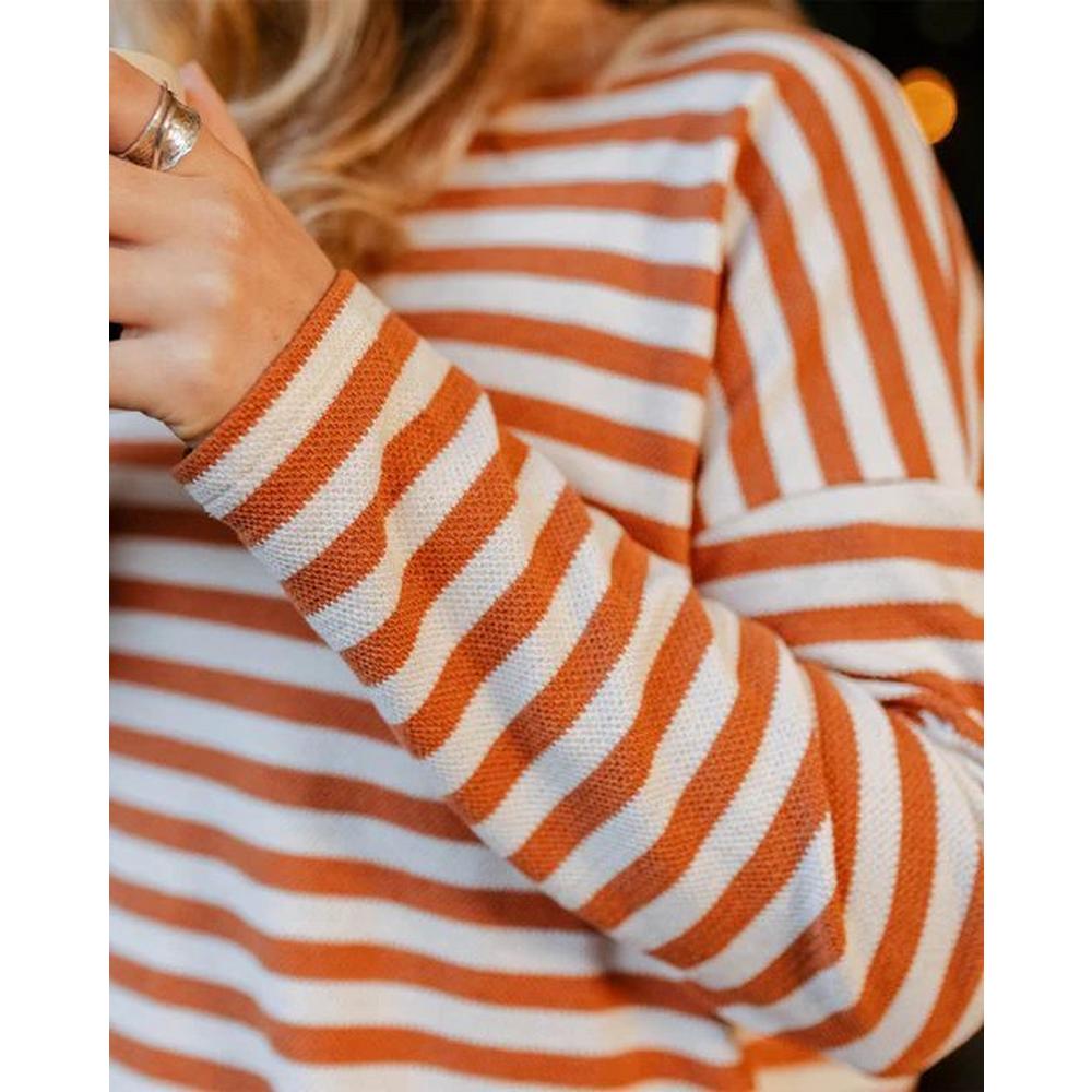Passenger Women's Panorama Striped Long Sleeve T-Shirt - Glazed Ginger