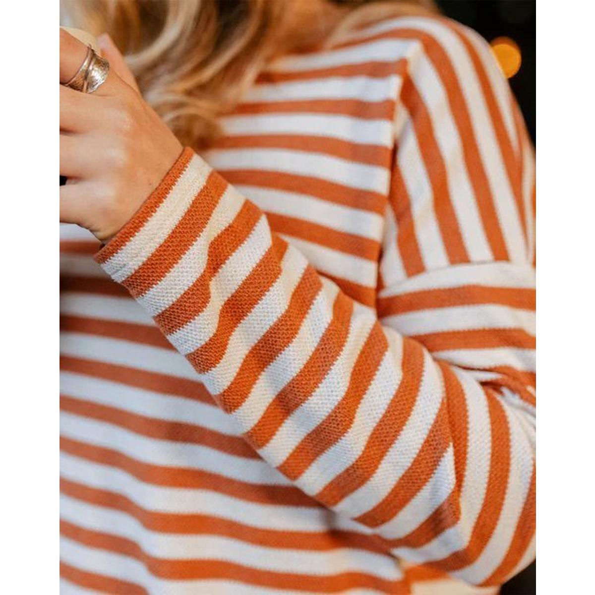 Passenger Women's Panorama Striped Long Sleeve T-Shirt - Glazed Ginger