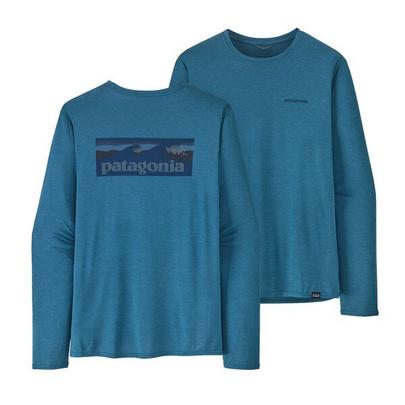 Patagonia Men's Long-Sleeved Capilene Cool Daily Graphic Shirt - Boardshort Logo/Blue