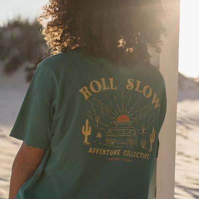 Passenger Men's Roll Slow Recycled Cotton T-shirt - Storm Green