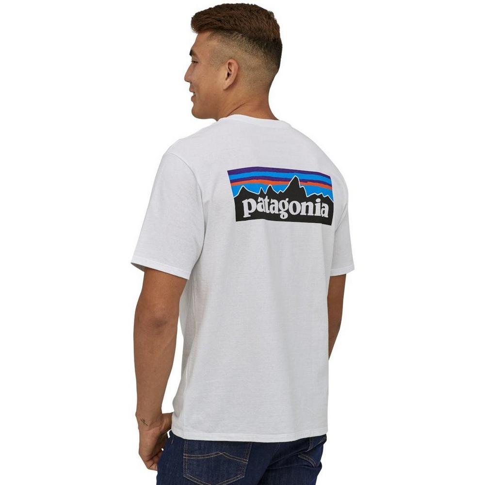 White patagonia t deals shirt