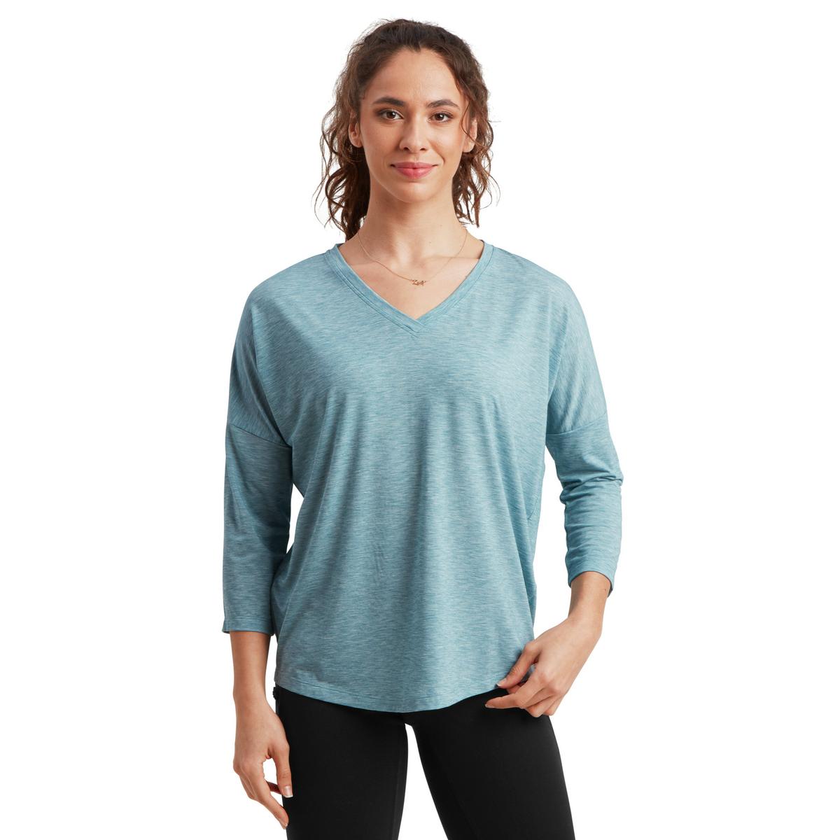 Sherpa Adventure Women's Asha V-Neck 3/4 Sleeve Top - Blue