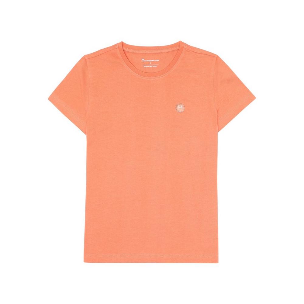 Knowledge Cotton Women's Basic Badge T-Shirt - Orange