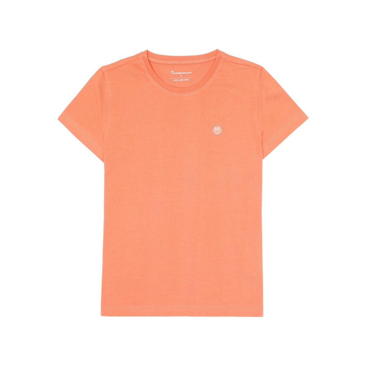 Knowledge Cotton Women's Basic Badge T-Shirt - Orange
