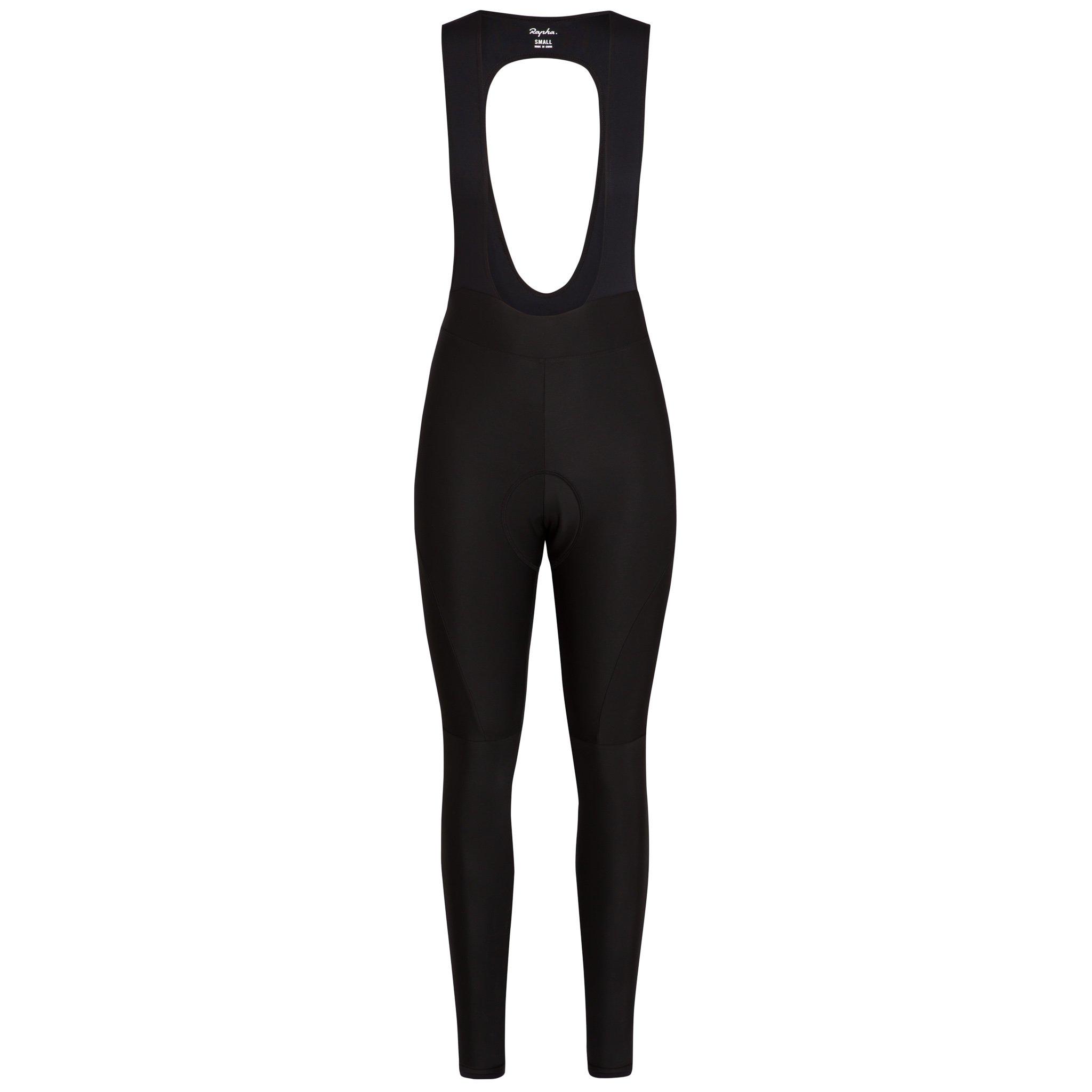 Rapha Women's Black Core Winter Tights - Bib - Padded - Reflective Detailing - Brushed Back - Biking - Cycling Fleece Large