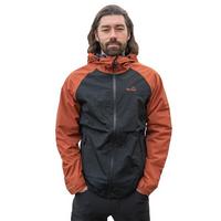  Men's Colour Block Waterproof Jacket - Black/Orange