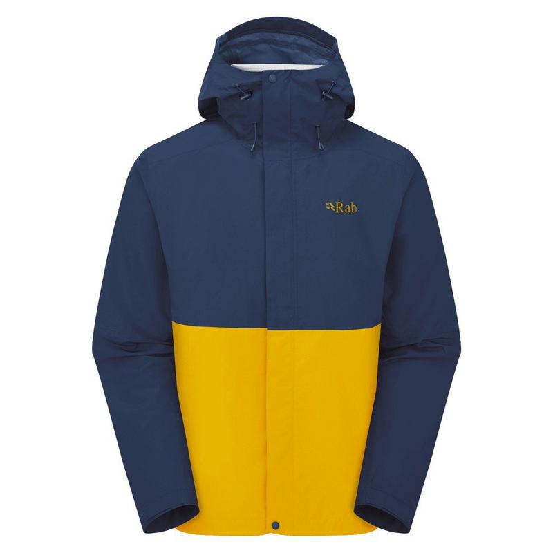 Men's Downpour Waterproof Jacket - Navy / Yellow