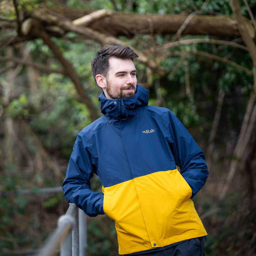 Rab Men's Downpour Waterproof Jacket - Navy / Yellow