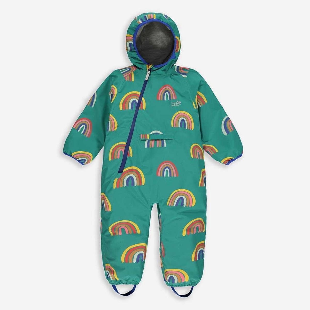 Muddy Puddles Kids EcoLight Puddle Suit - Green Rainbow
