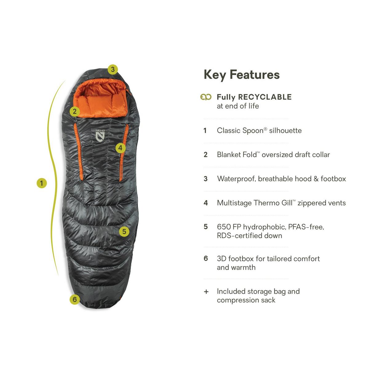 Nemo Disco 30 Reg 2025 Sleeping Bag - Orange