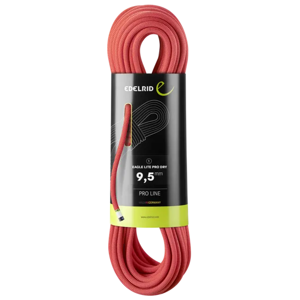 Edelrid Eagle Lite Eco Dry 9.5MM, 50M Climbing Rope - Neon Coral