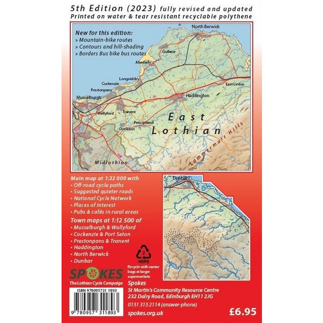 Spokes East Lothian Cycle Map 5th Edn (2023)