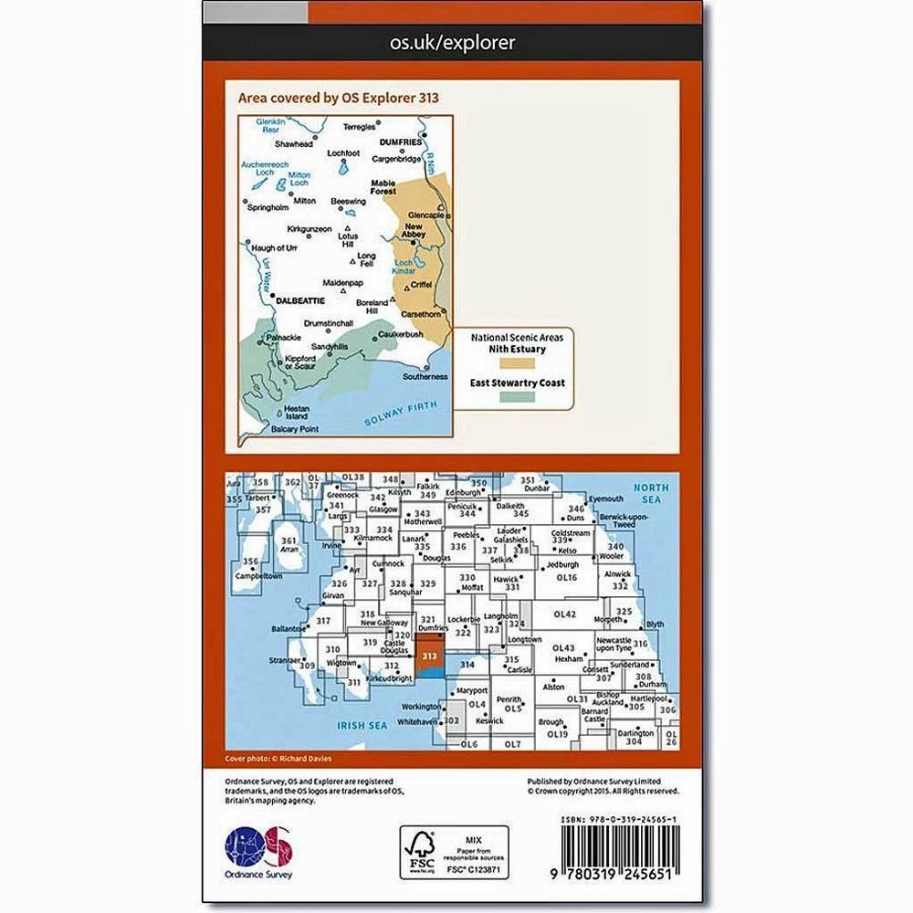 Ordnance Survey OS Explorer Map 313 - Dumfries & Dalbeattie