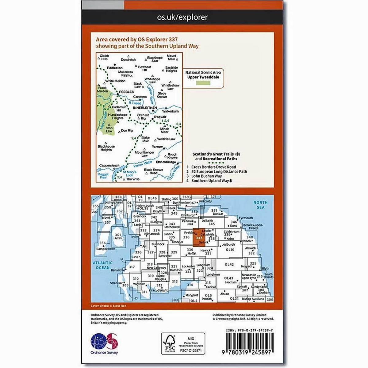 Ordnance Survey OS Explorer Map 337 Peebles and Innerleithen