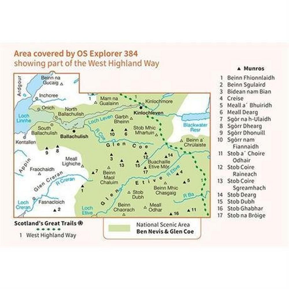 Ordnance Survey OS Explorer Map 384 Glen Coe