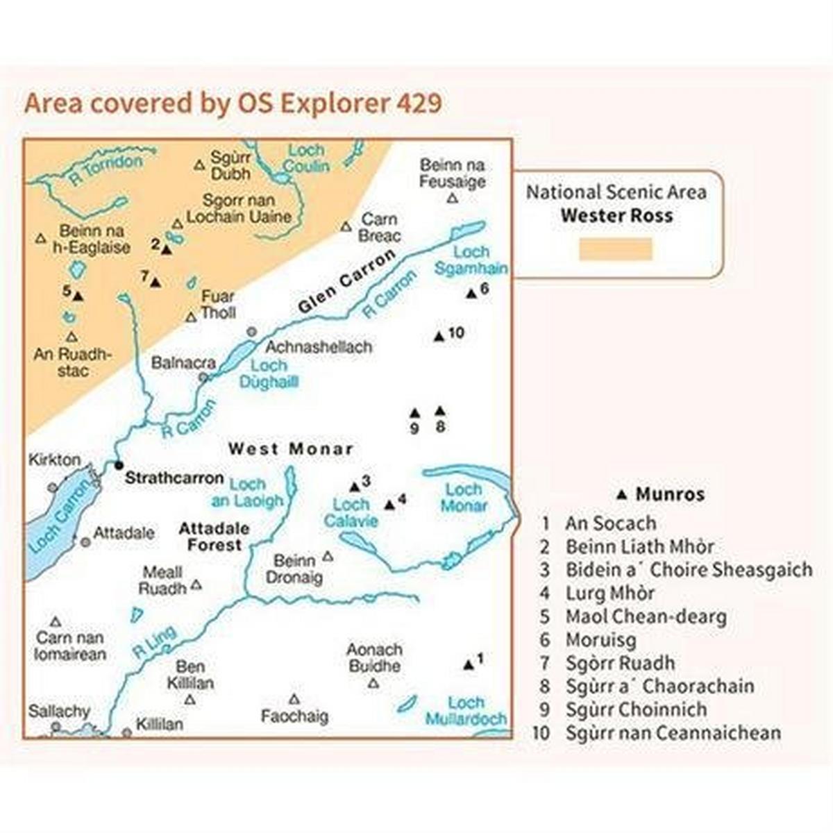 Ordnance Survey OS Explorer Map OL429 Glen Carron and West Monar
