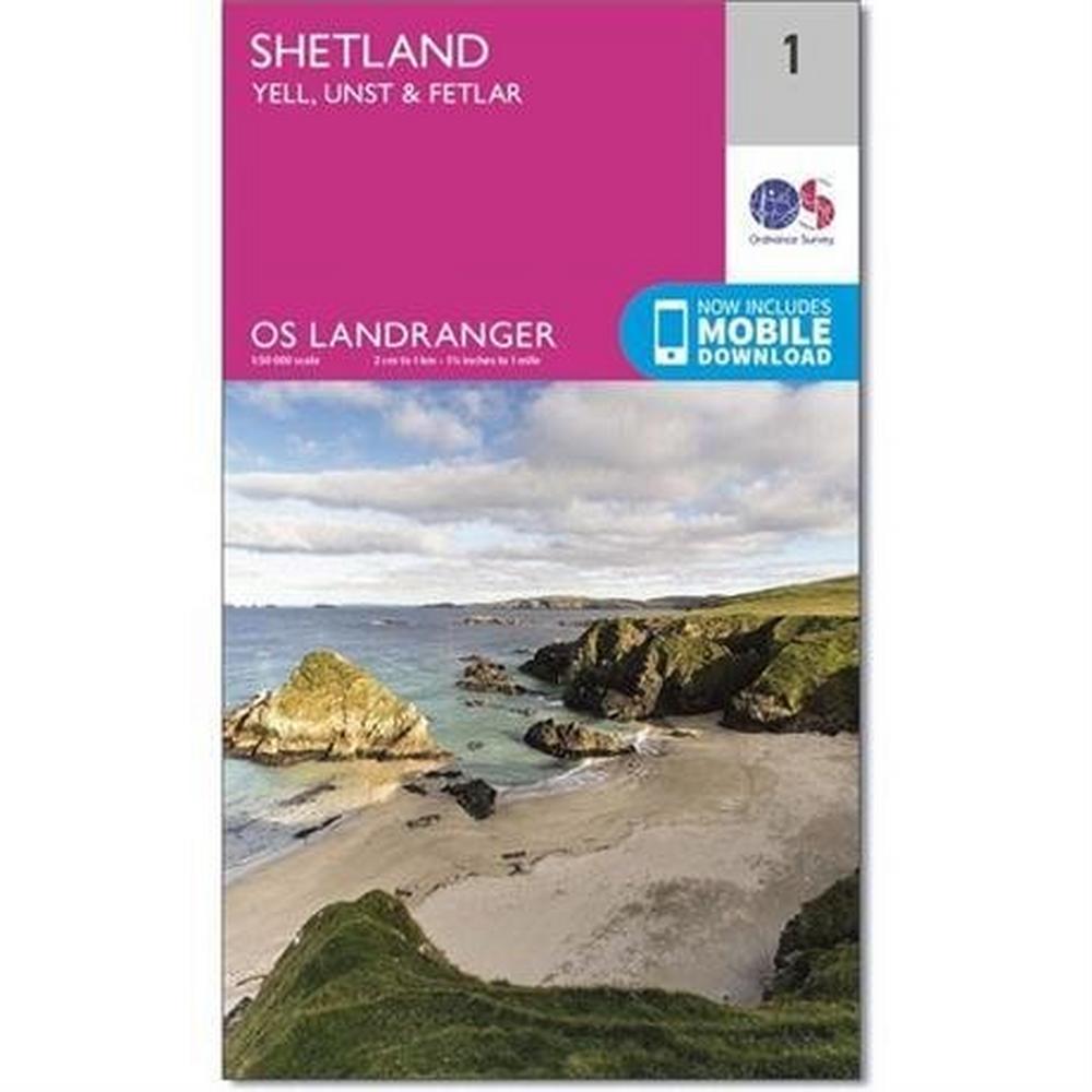 Ordnance Survey OS Landranger Map 01 Shetland - Yell, Unst and Fetlar
