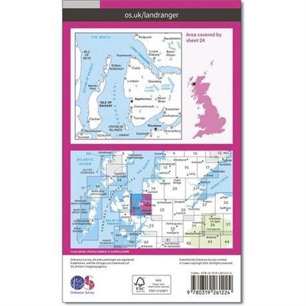 Ordnance Survey OS Landranger Map 24 Raasay & Applecross, Loch Torridon & Plockton