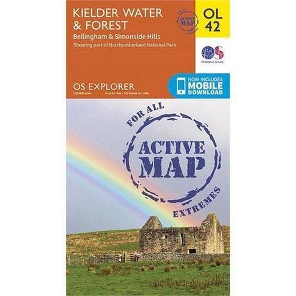 Ordnance Survey OS Explorer ACTIVE Map OL42 Kielder Water & Forest