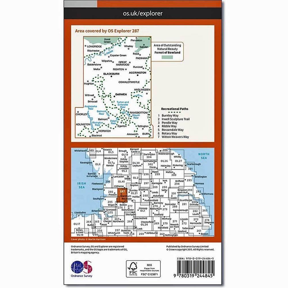 Ordnance Survey OS Explorer Map 287 West Pennine Moors