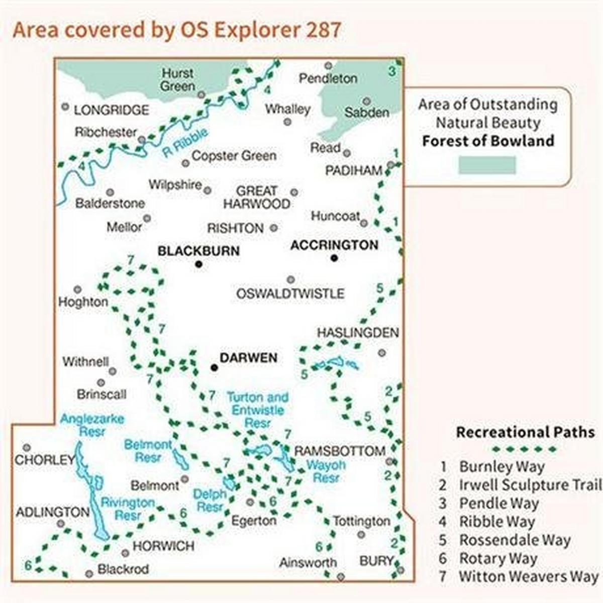 Ordnance Survey OS Explorer Map 287 West Pennine Moors