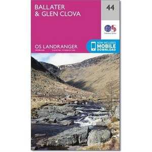 OS Landranger ACTIVE Map 44 Ballater, Glen Clova