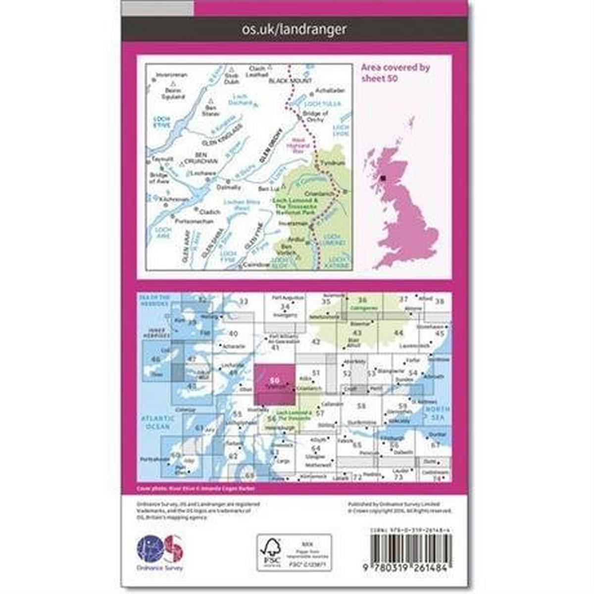 Ordnance Survey OS Landranger ACTIVE Map 50 Glen Orchy & Loch Etive