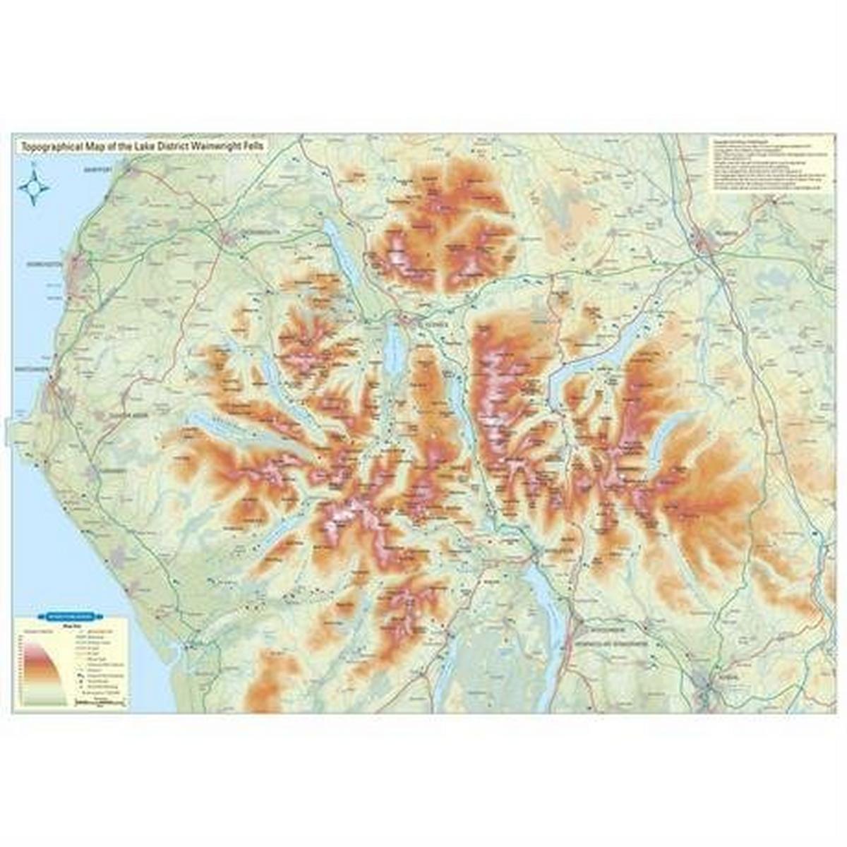 Miscellaneous Topographical Map of the Lake District Wainwright Fells (FLAT)