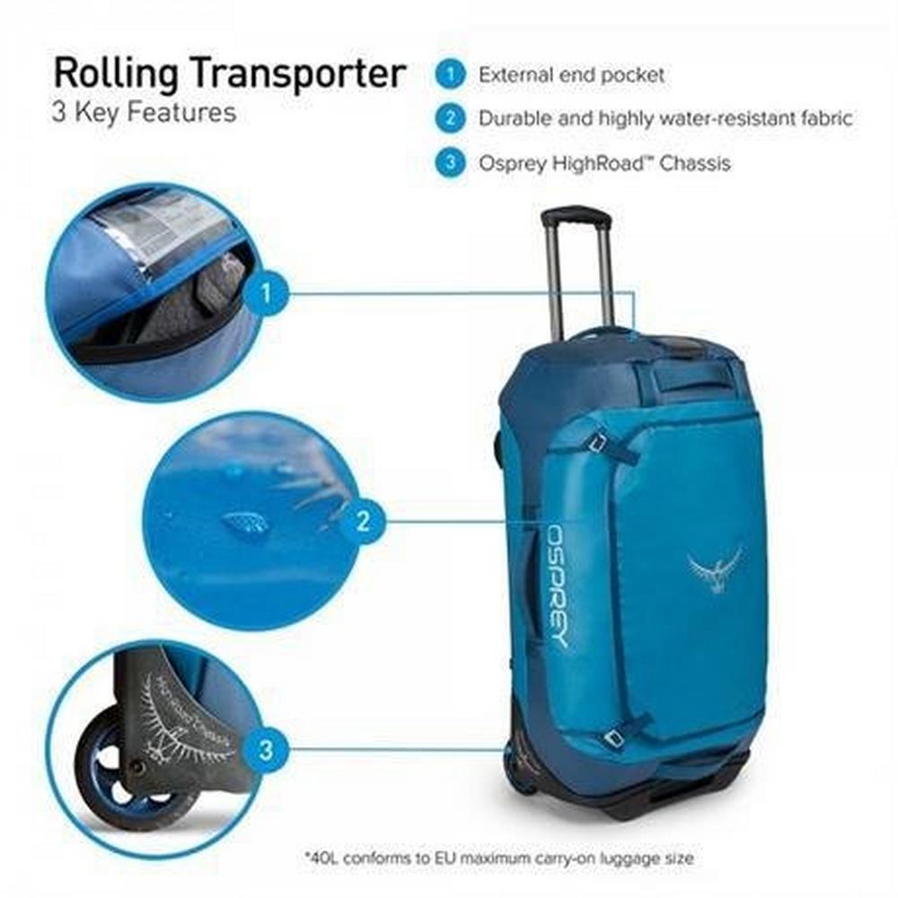 Osprey Travel Bag Rolling Transporter 40 Kingfisher Blue