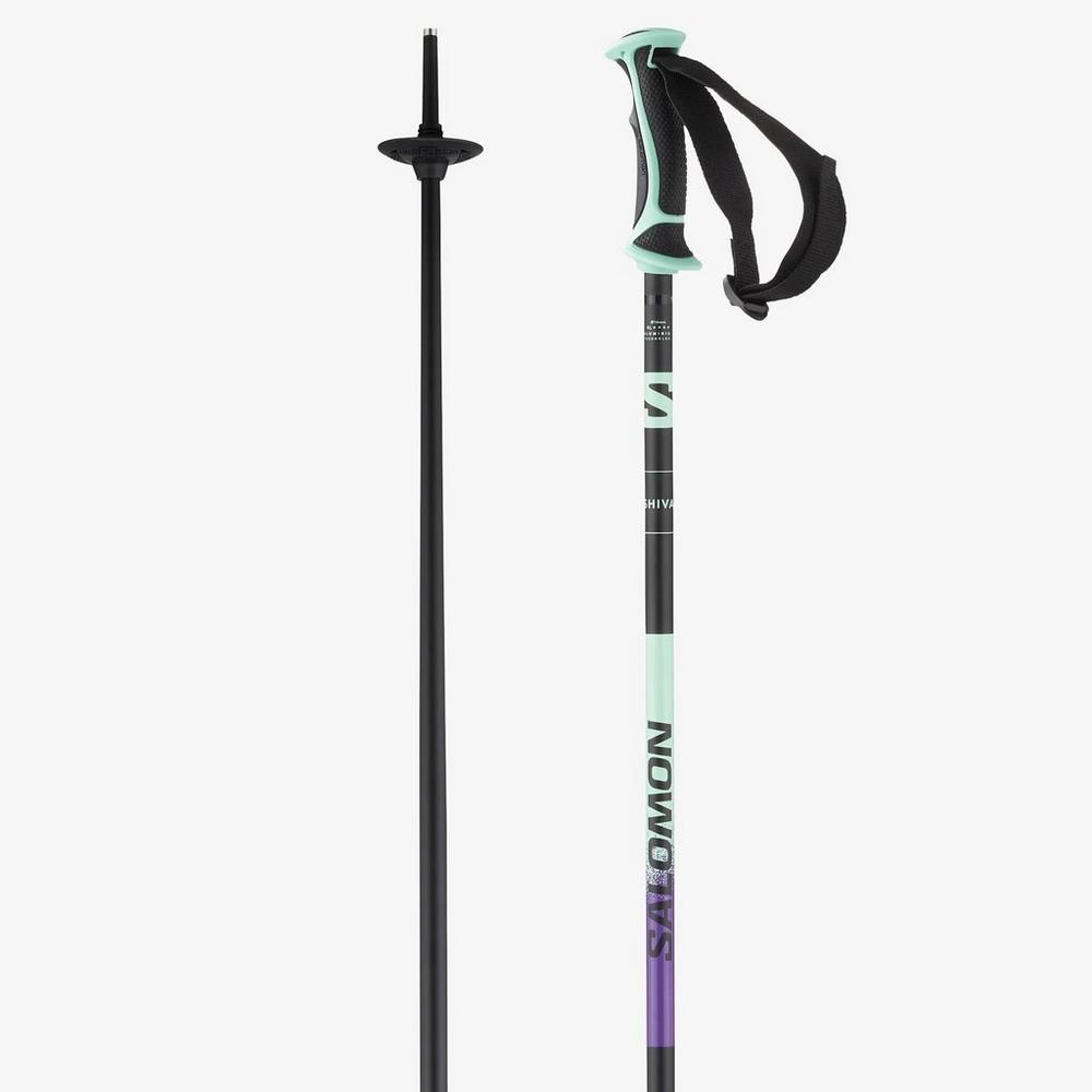 Salomon Women's Shiva Ski Poles Black/Beach Glass George Fisher UK