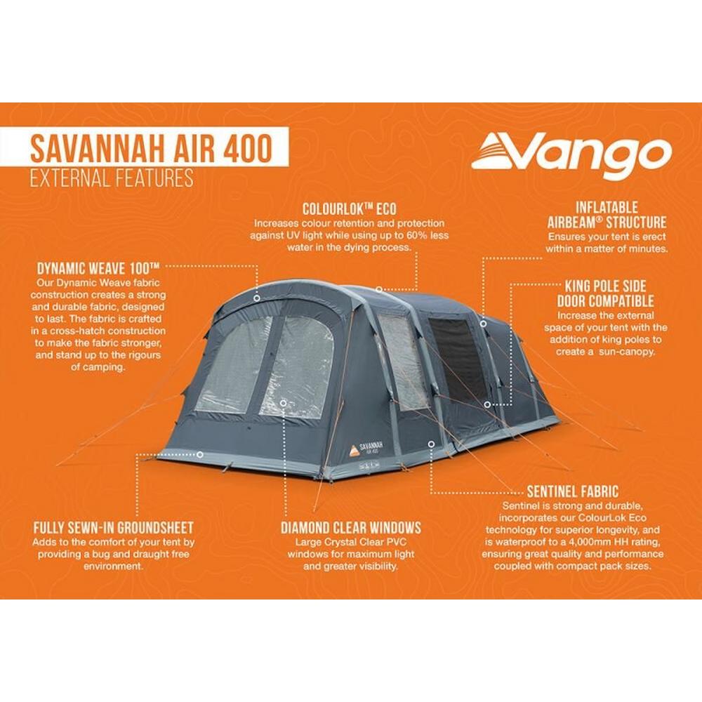 Vango Savannah Air 400 Airbeam Tent - Blue