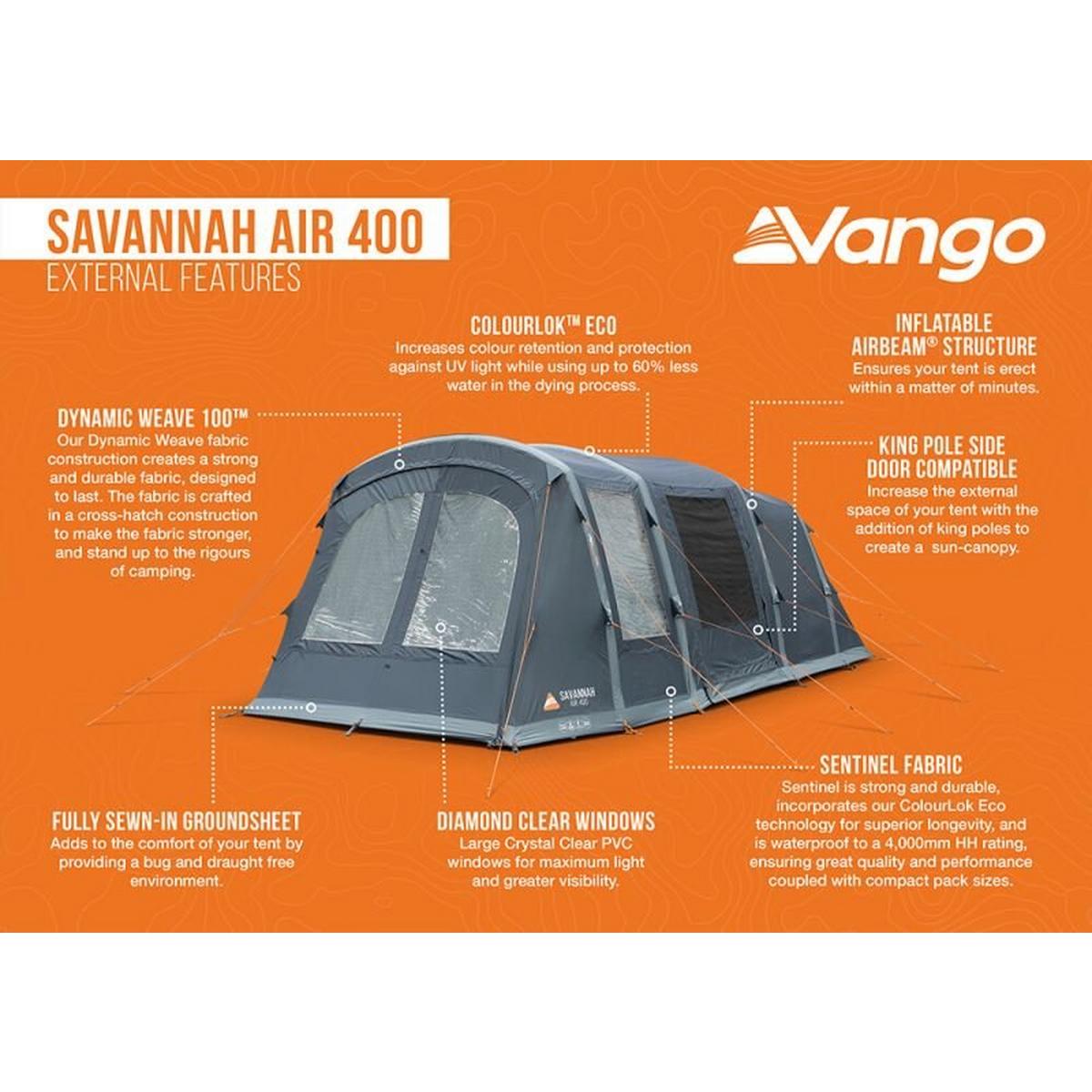 Vango Savannah Air 400 Airbeam Tent - Blue