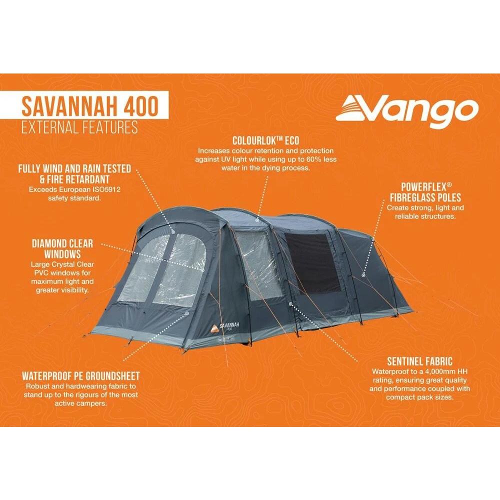 Vango Savannah 400 4-Person Poled Tent - Blue