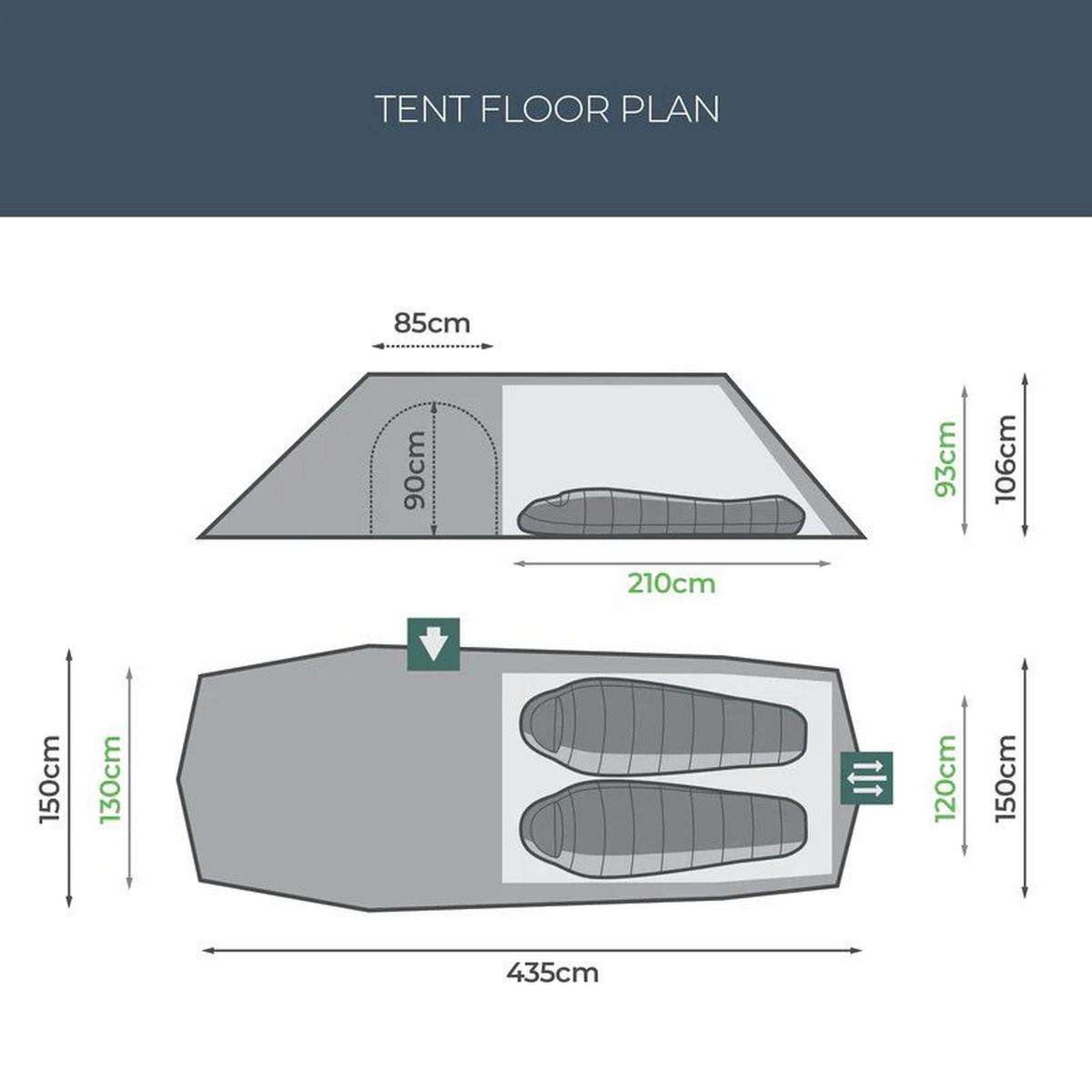 Highlander Respite 2-Person Extended Tunnel Tent - Green