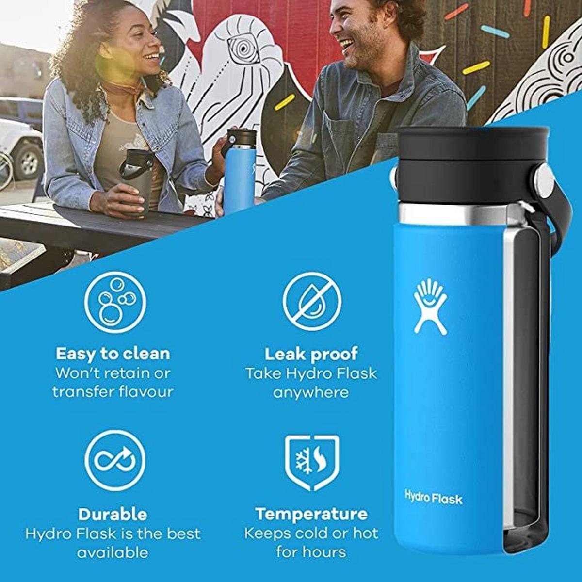  Hydro Flask Water Bottle - Stainless Steel & Vacuum Insulated -  Wide Mouth 2.0 with Leak Proof Flex Cap - 20 oz, Spearmint: Home & Kitchen