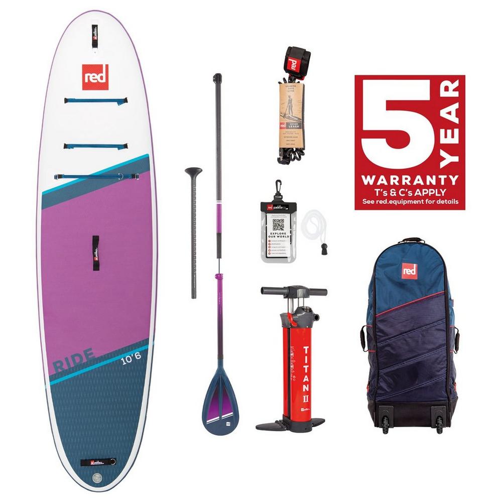 Red Paddle Ride 10'6" Inflatable SUP Package + Carbon 50 Nylon Paddle - Purple