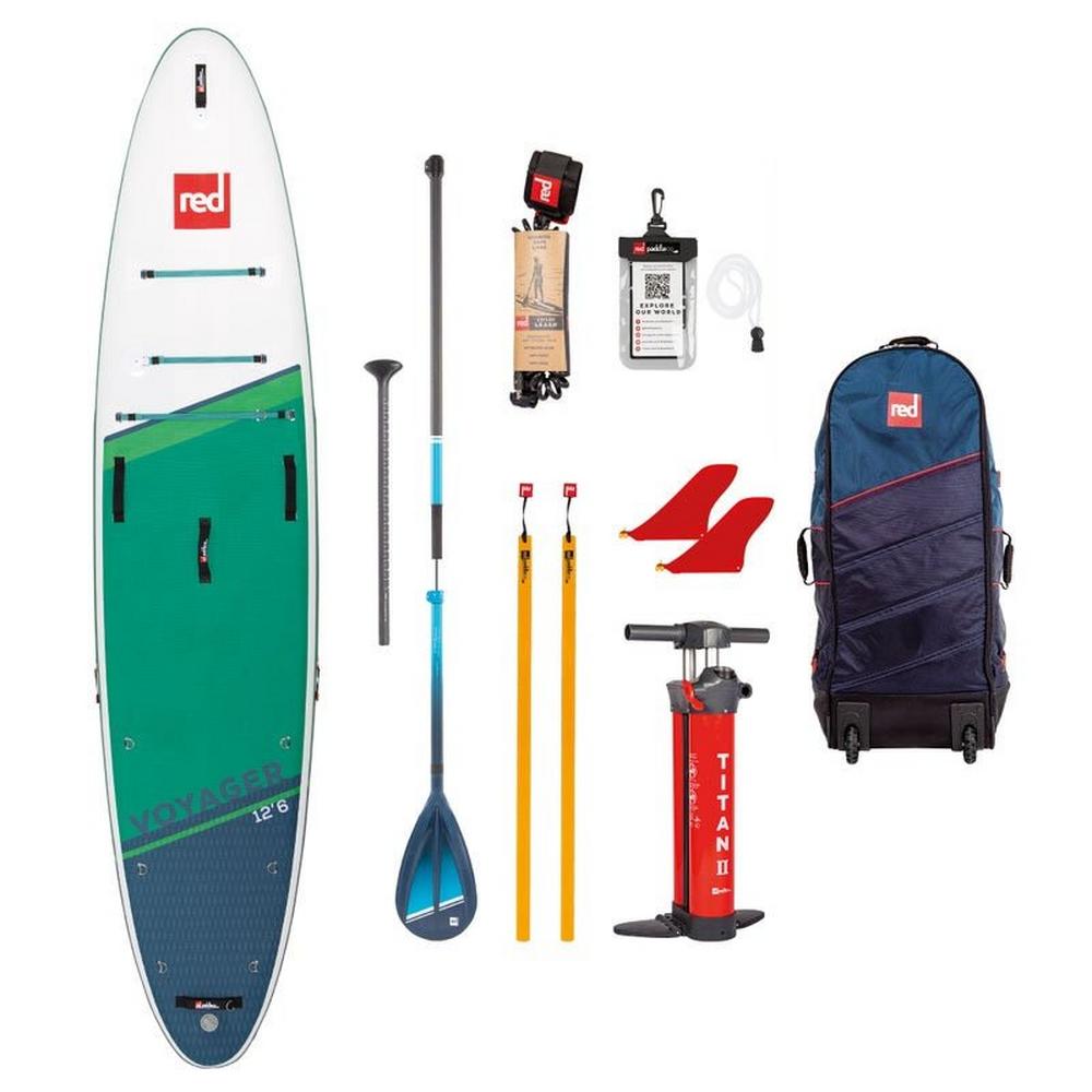 Red Paddle Voyager 12ft 6in Hybrid Tough SUP Pack - Green
