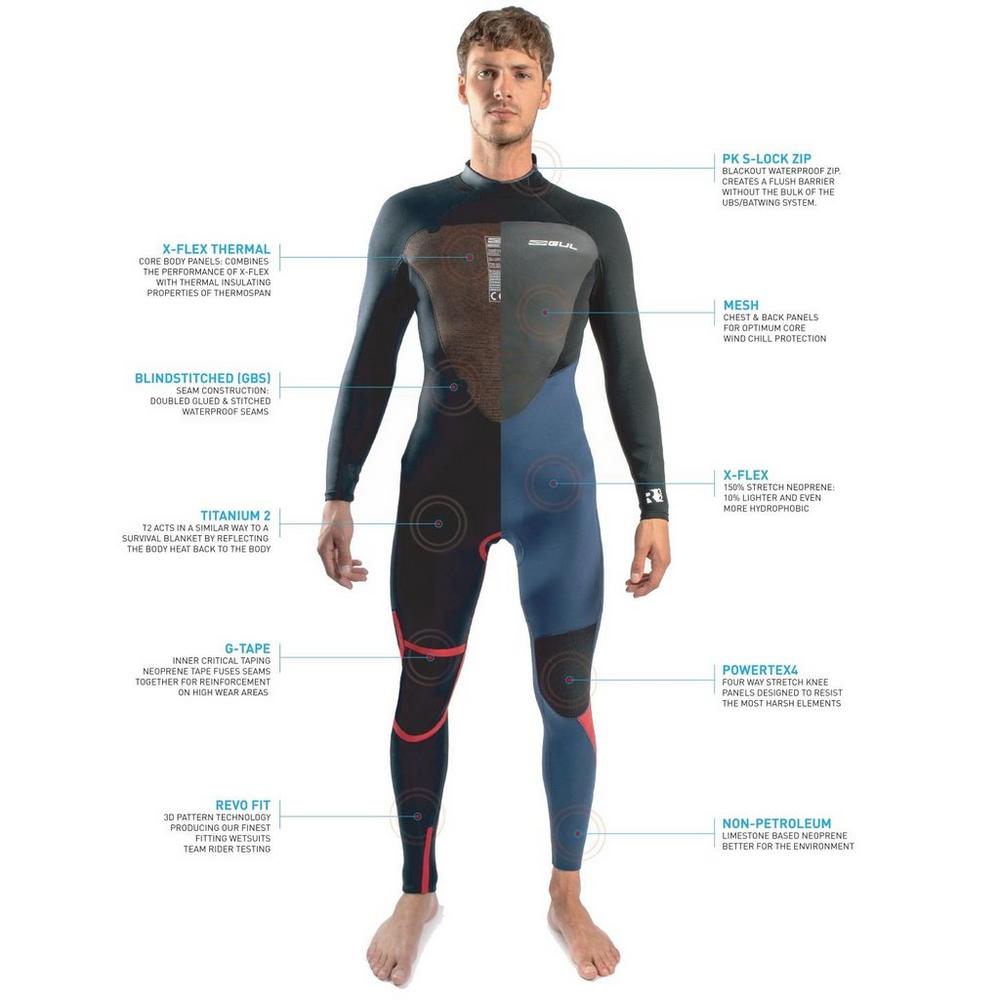 Gul Men's Response 5/3mm Steamer Wetsuit - Black