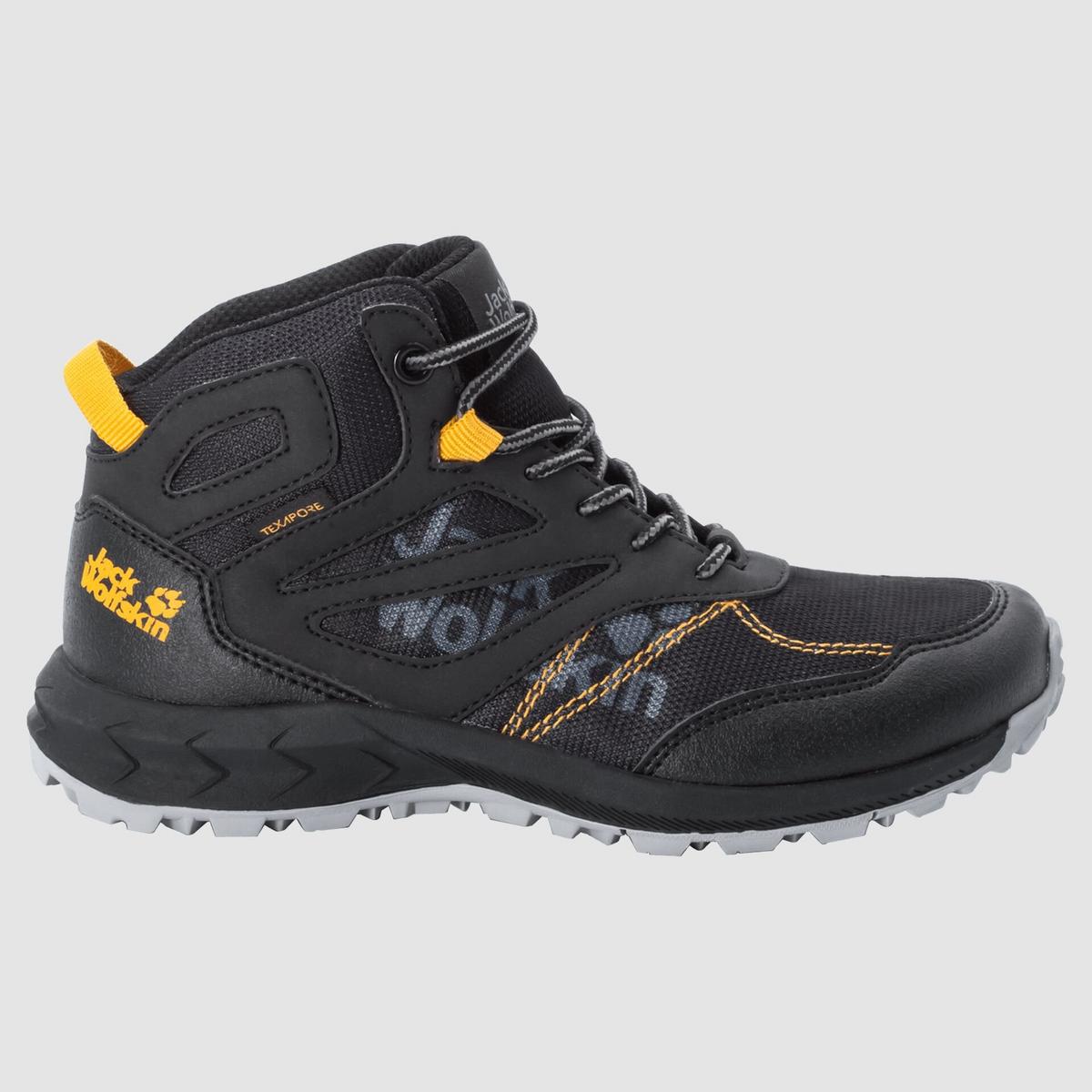 Jack Wolfskin Kids' Woodland Texapore Mid - Black / Burly Yellow XT