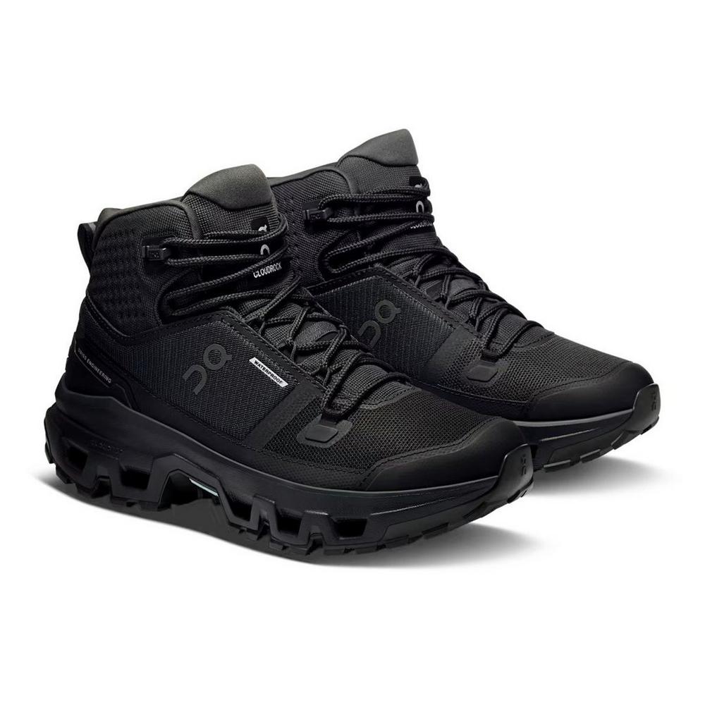 On Women's Cloudrock Mid Waterproof Hiking Boots - Black
