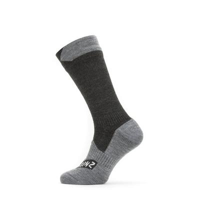 Sealskinz Waterproof All Weather Mid Length Sock - Black/Grey Marl