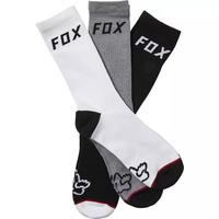  Fox Crew Socks - 3 Pack - White Grey Black