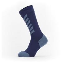  Waterproof Cold Weather Mid Length Sock with Hydrostop - Navy Blue/Red