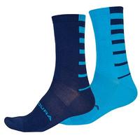  Men's Coolmax® Stripe Socks (Twin Pack) - Electric Blue