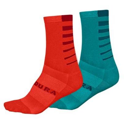 Endura Women's Coolmax® Stripe Socks (Twin Pack) - Pacific Blue