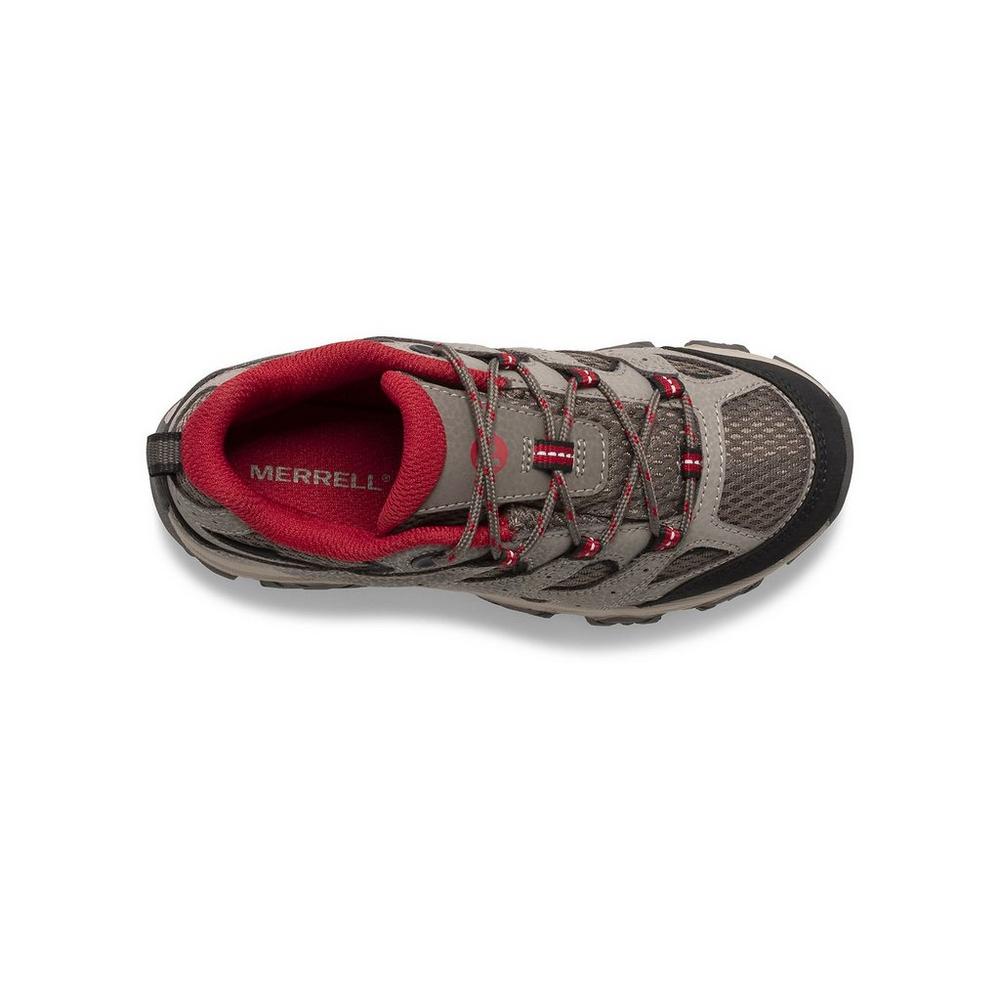 Merrell Kid's Moab 3 Low Waterproof Walking Shoe - Boulder/Red