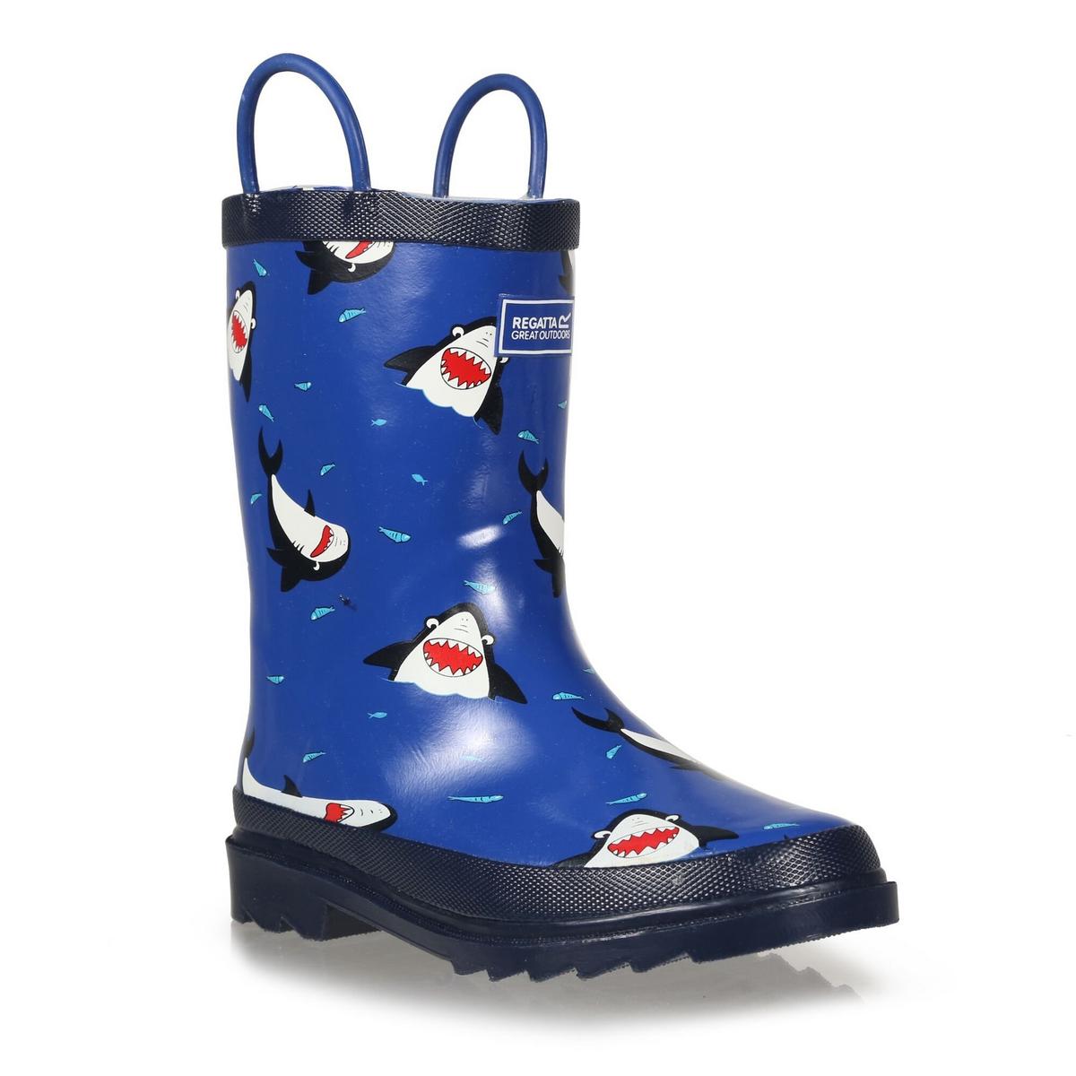 Regatta Kid's Minnow Printed Wellington Boots - Shark Nautical Blue