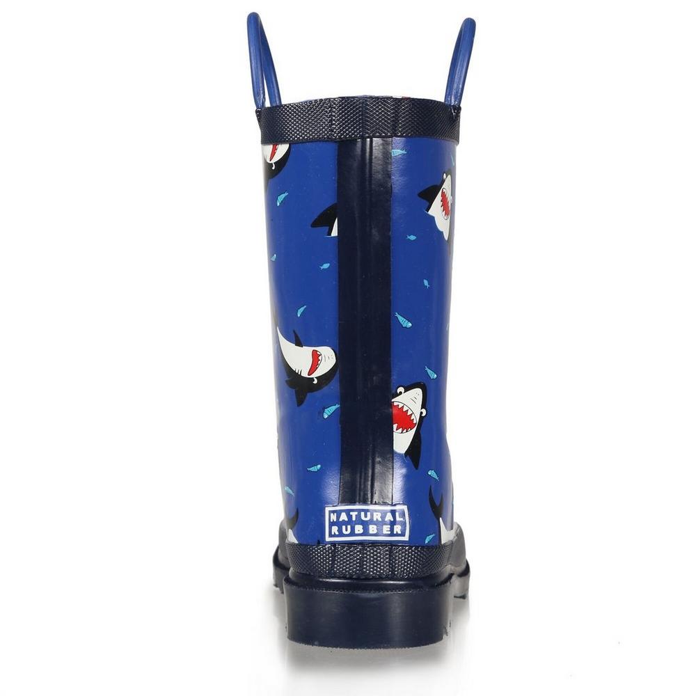 Regatta Kid's Minnow Printed Wellington Boots - Shark Nautical Blue